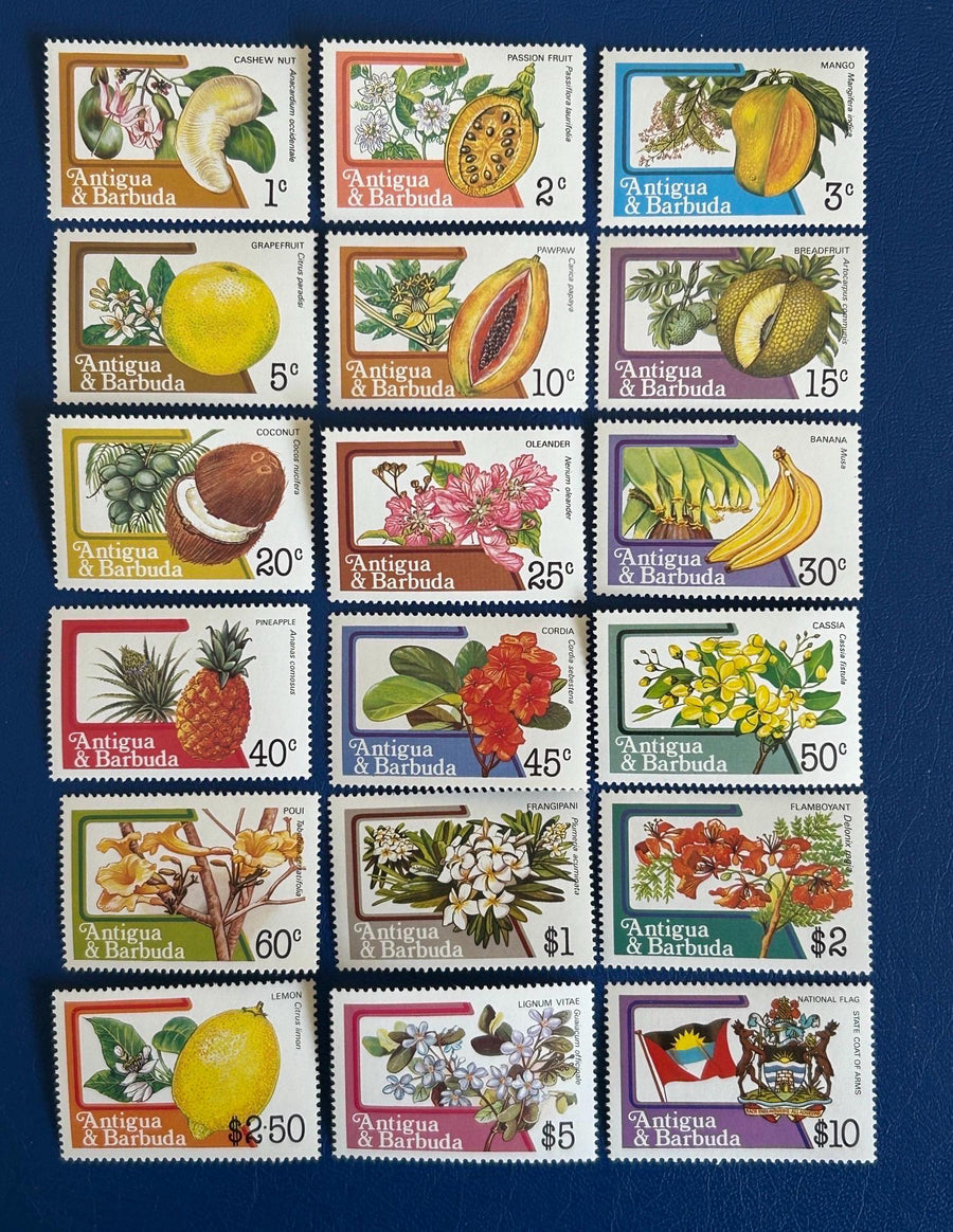 Antigua & Barbuda - Original Vintage Postage Stamps - 1983 - Fruits and Flowers - for the collector, artist or crafter