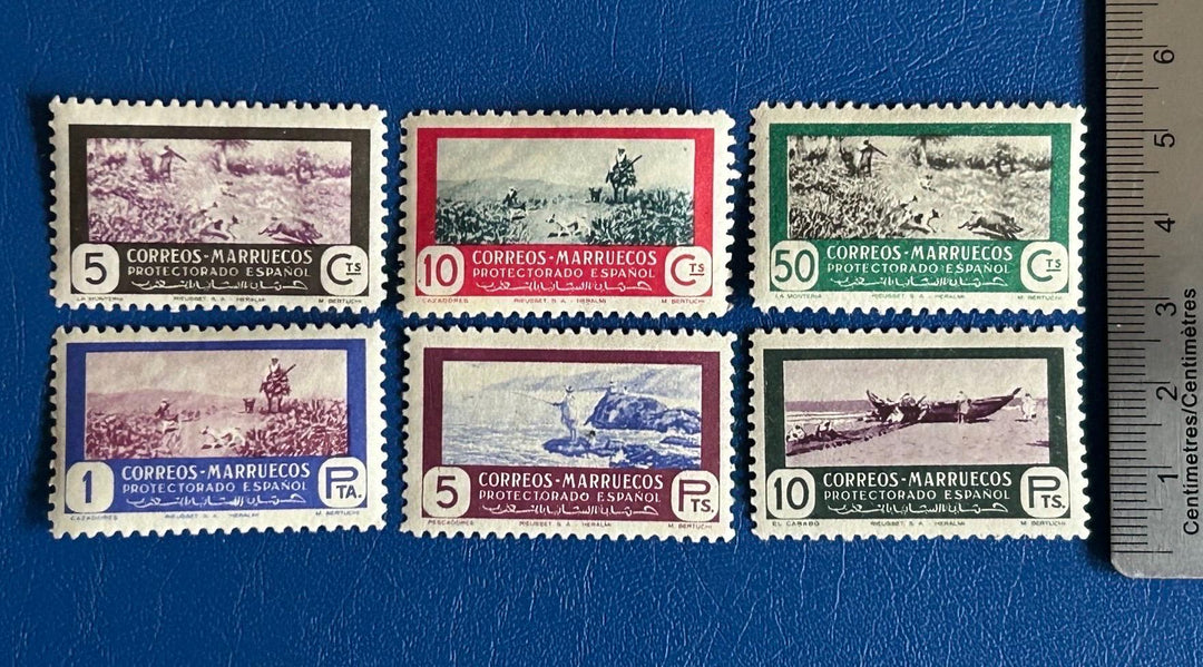Sp. Morocco - Original Vintage Postage Stamps- 1952 - Hunting & Fishin ...