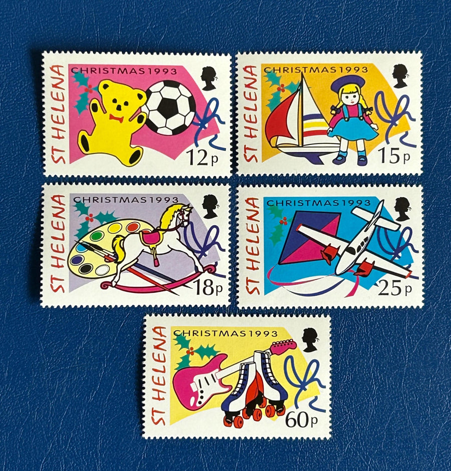St. Helena - Original Vintage Postage Stamps - 1993 - Toys (Christmas Issue) - for the collector, artist or crafter - scrapbooks, collage