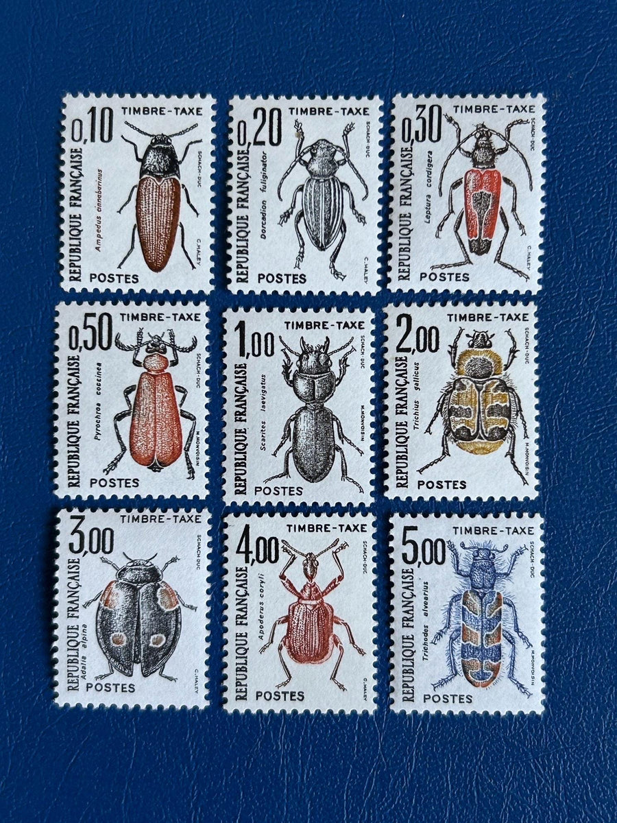 France - Original Vintage Postage Stamps- 1982 - Insects/ Postage Due - for the collector, artist or crafter