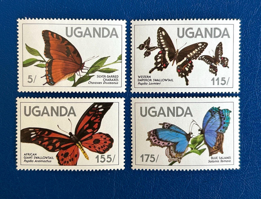 Uganda - Original Vintage Postage Stamps- 1984 - Butterflies - for the collector, artist or crafter - scrapbooks, paper crafts