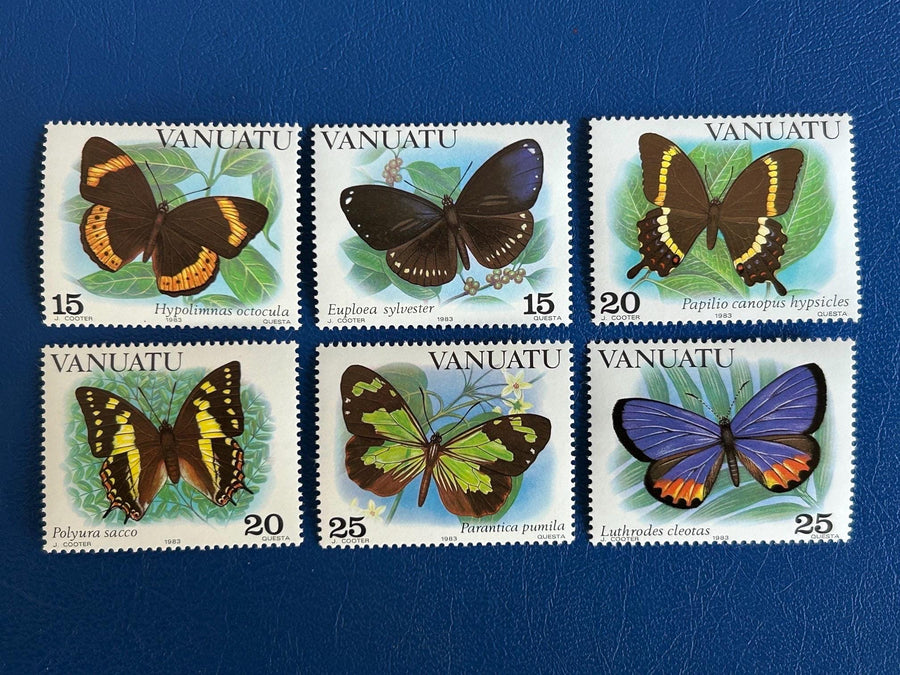 Vanuatu - Original Vintage Postage Stamps - 1983 - Butterflies & Moths - for the collector, artist or Crafters - scrapbooks, collage