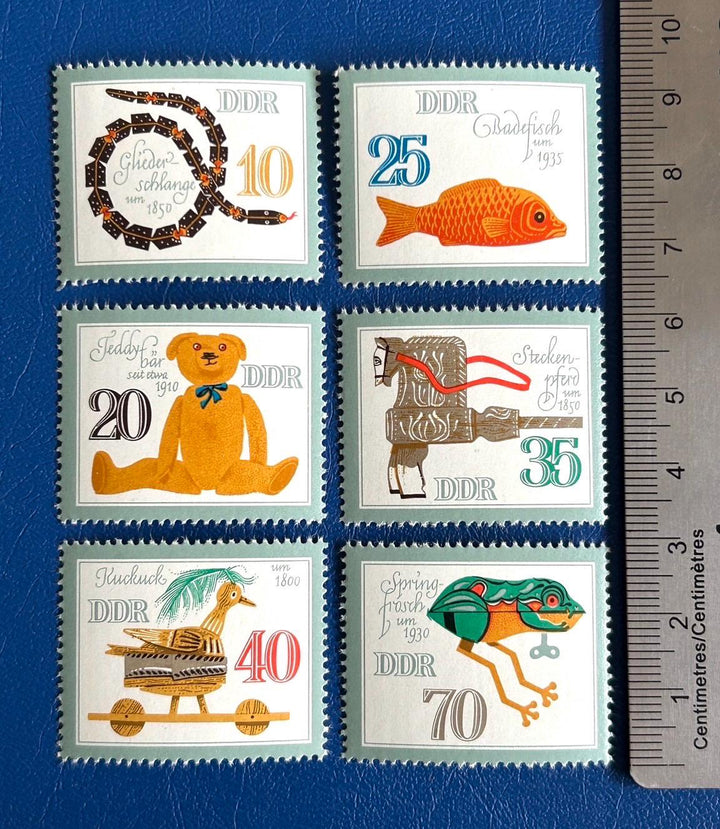 Germany (DDR) - Original Vintage Postage Stamps - 1981 - Historic Toys - collector, artist or crafter - scrapbooks, collage, decoupage