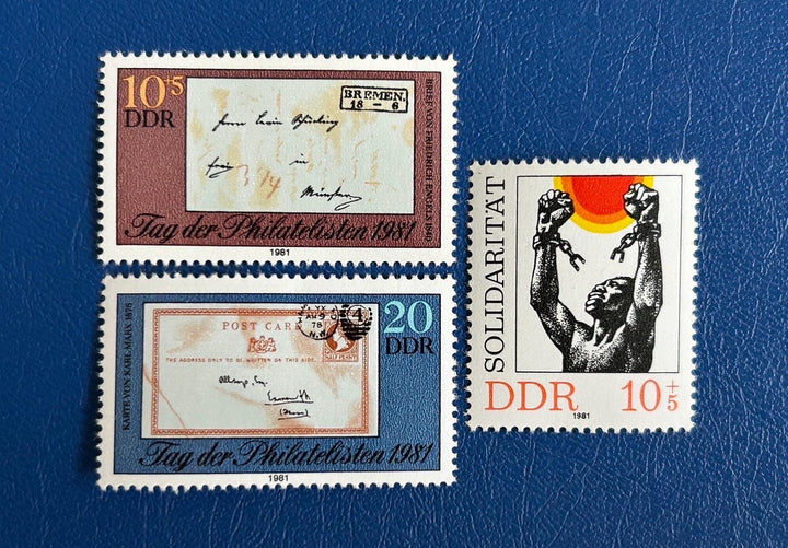 Germany (DDR)- Original Vintage Postage Stamps- 1981 -Historical Philatelists’ Day & International Solidarity -collector, artist or crafter