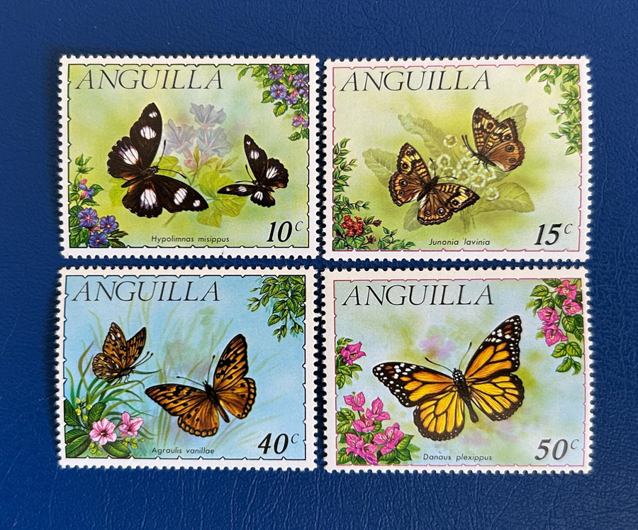 Anguilla - Original Vintage Postage Stamps - 1971 - Butterflies - for the collector, artist or crafter - scrapbooks, paper crafts