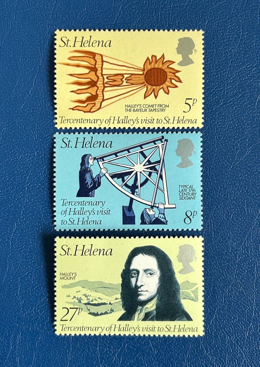 St. Helena - Original Vintage Postage Stamps - 1977 - Tercentenary Halley’s Visit - for the collector, artist or crafter
