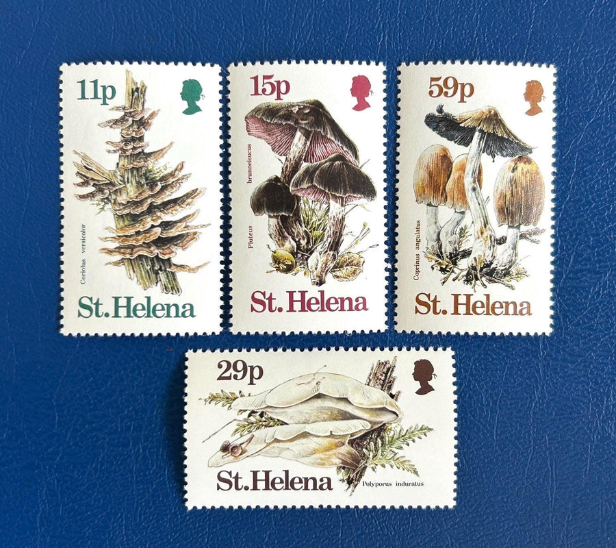 St. Helena - Original Vintage Postage Stamps - 1983 - Mushrooms - for the collector, artist or crafter -scrapbooks, collage, decoupage