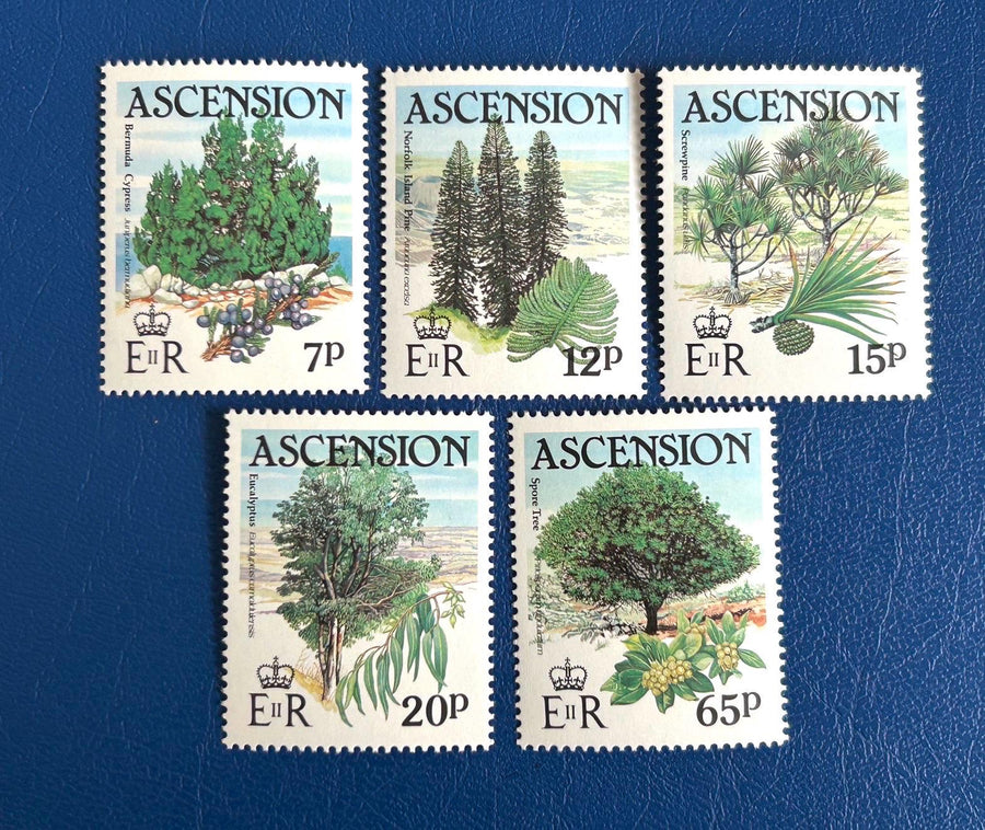 Ascension - Original Vintage Postage Stamps - 1985 - Trees - for the collector, artist or crafter - scrapbooks, collage, decoupage