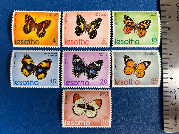 Lesotho - Original Vintage Postage Stamps- 1973 - Butterflies - for the collector, artist or crafter - scrapbooks, collage, decoupage