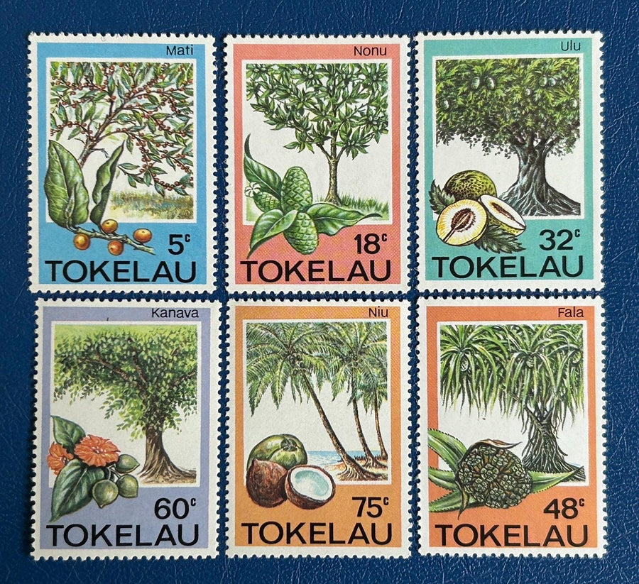Tokelau - Original Vintage Postage Stamps - 1985 - Trees, Fruit & Herbs - for the collector, artist or crafter - scrapbooks, collage