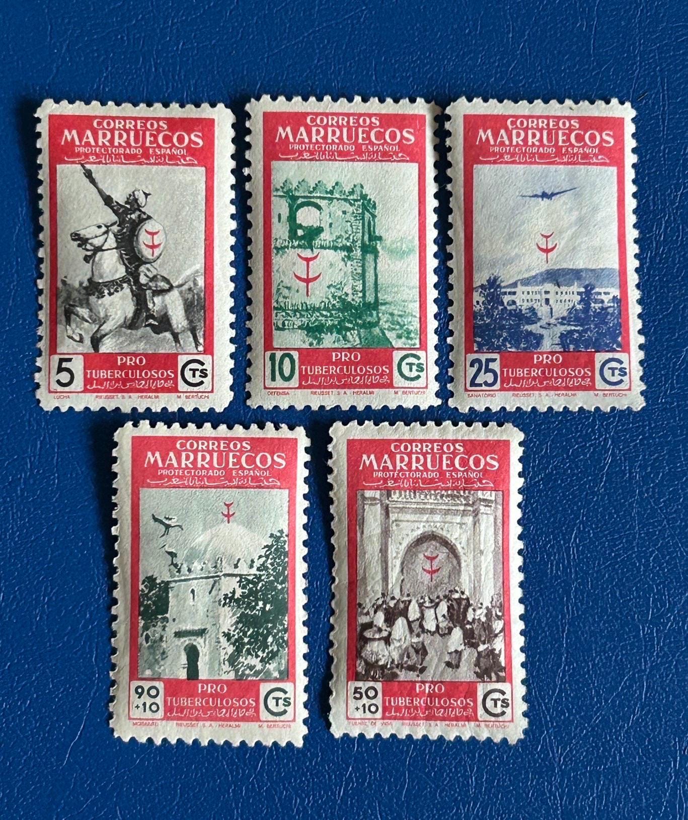 Sp. Morocco - Original Vintage Postage Stamps- 1950 - Anti Tuberculosi ...