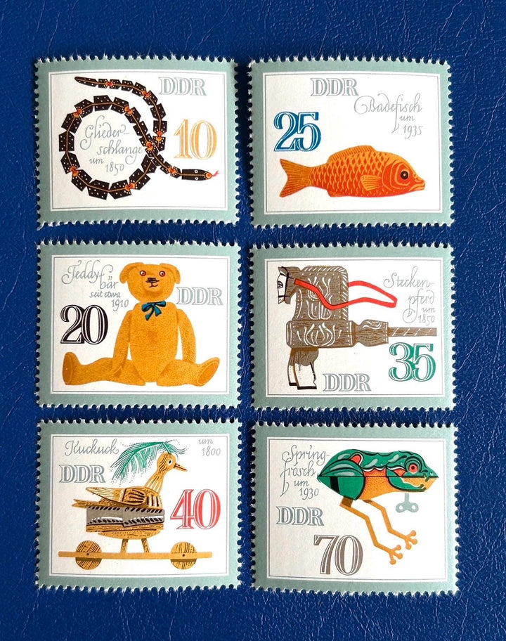 Germany (DDR) - Original Vintage Postage Stamps - 1981 - Historic Toys - collector, artist or crafter - scrapbooks, collage, decoupage