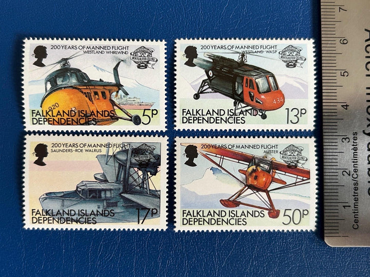 Falkland Islands Dependencies - Original Vintage Postage Stamps - 1983 - 200 Years Manned Flight - for the collector, crafter or artist