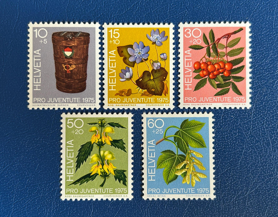 Switzerland - Original Vintage Postage Stamps- 1975 - Ornamental Plants of the Forest - for the collector, artist or crafter