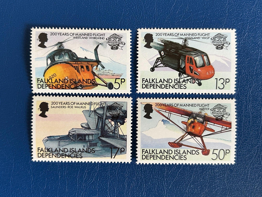 Falkland Islands Dependencies - Original Vintage Postage Stamps - 1983 - 200 Years Manned Flight - for the collector, crafter or artist