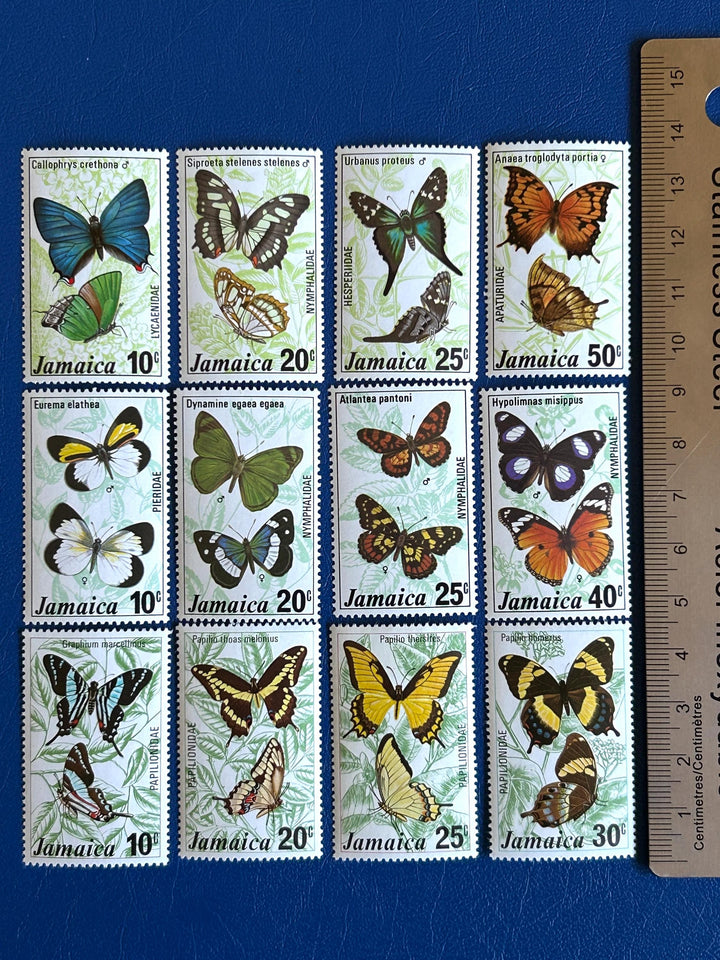 Jamaica - Original Vintage Postage Stamps - 1975, 77, 78 - Butterflies - for the collector, artist or crafter - scrapbooks, collage