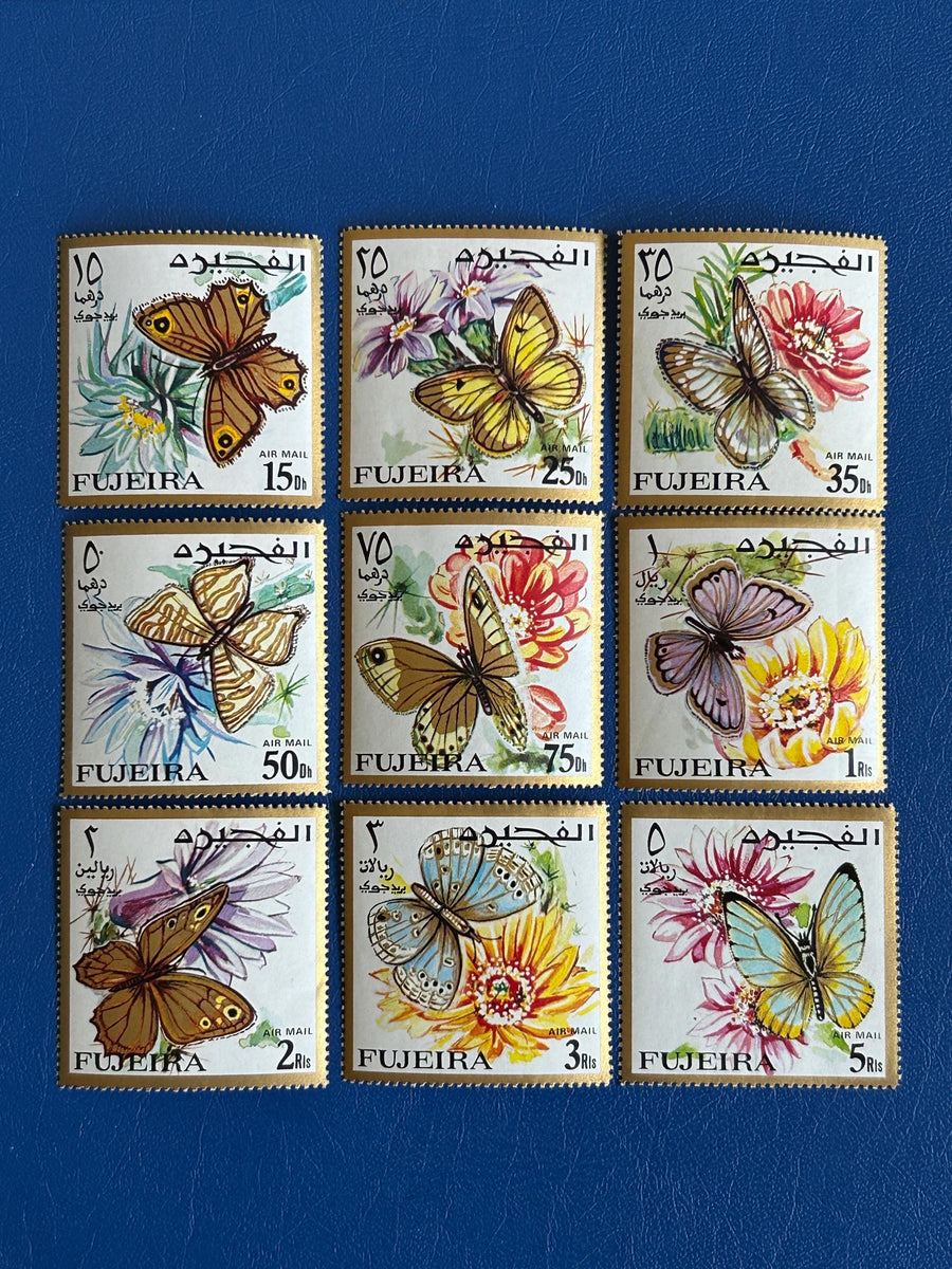 Fujeira - Original Vintage Postage Stamps - 1967 - Butterflies - for the collector, artist or crafter