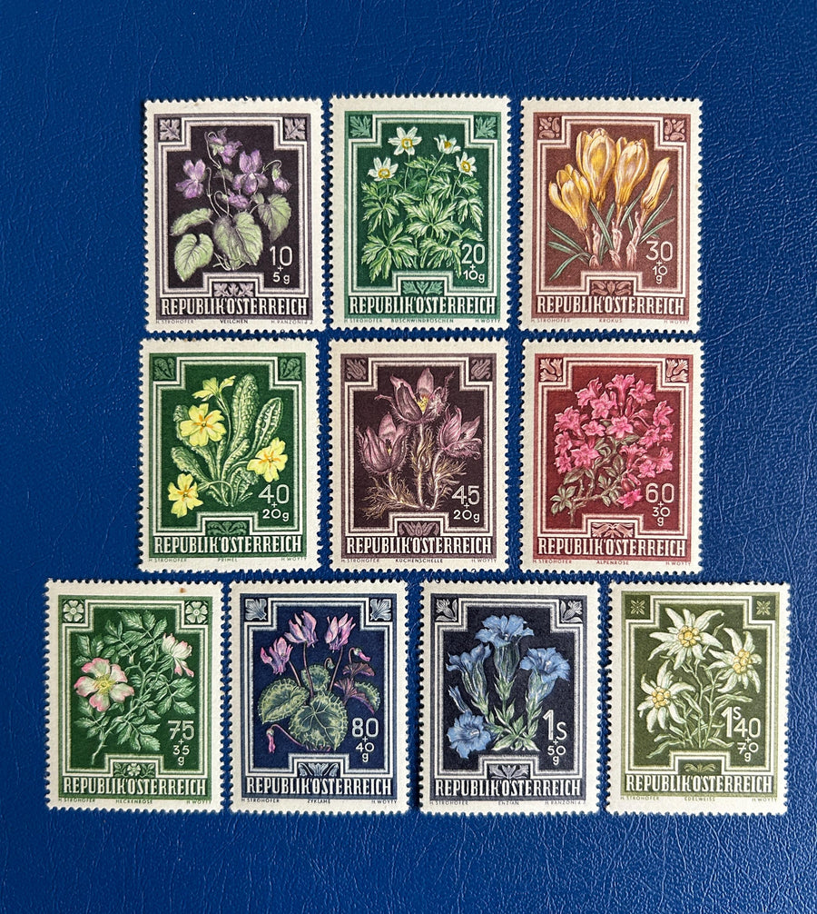 Austria - Original Vintage Postage Stamps - 1948 - Flowers - for the collector, artist or crafter - scrapbooks, collage, decoupage