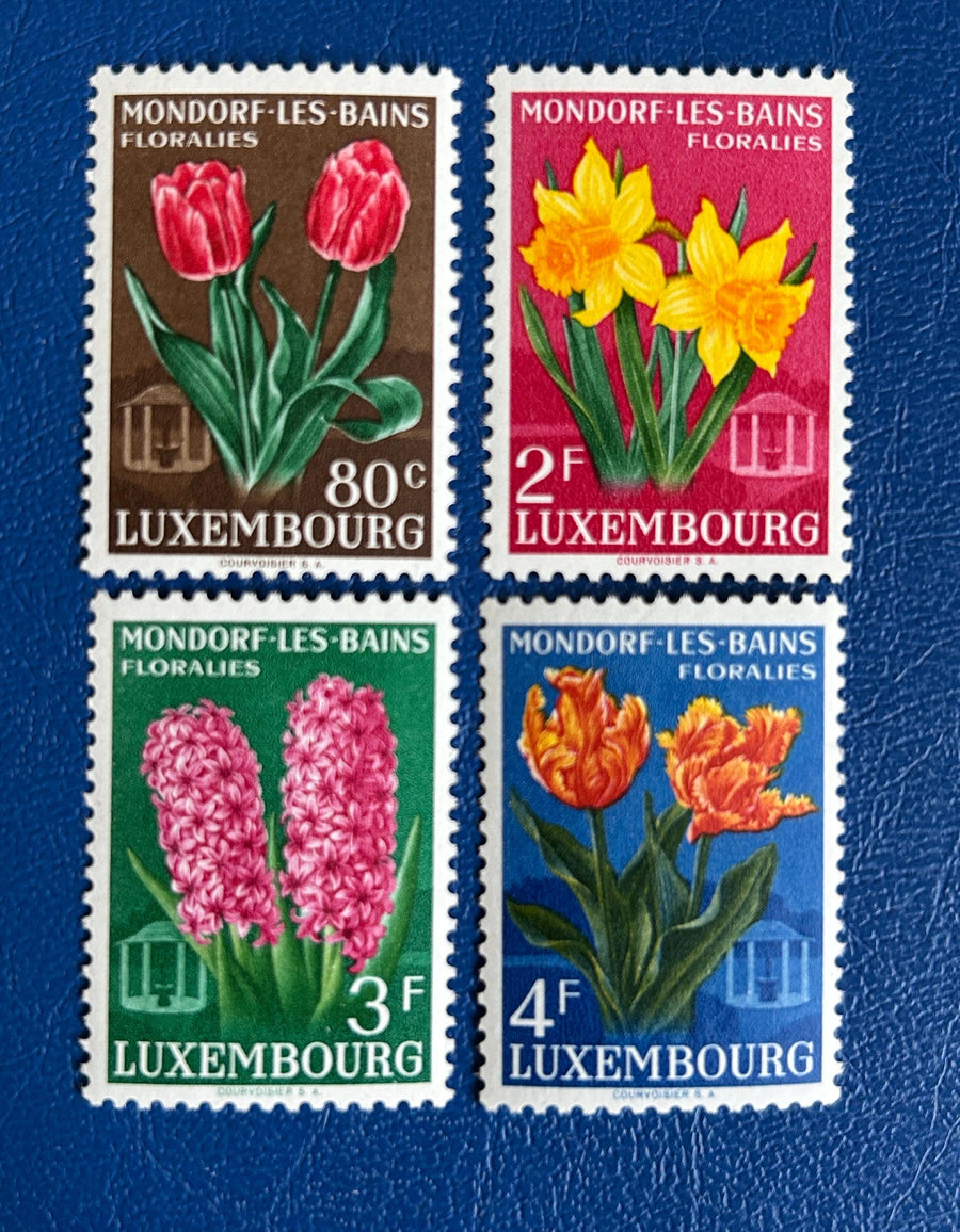 Luxembourg - Original Vintage Postage Stamps- 1955 - Flowers: Mondorf-les-Bains Festival - for the collector, artist, or crafter