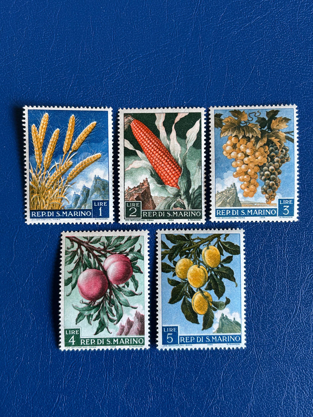 San Marino - Original Vintage Postage Stamps- 1958 - Agricultural Produce - for the collector, artist or crafter - scrapbooks, collage