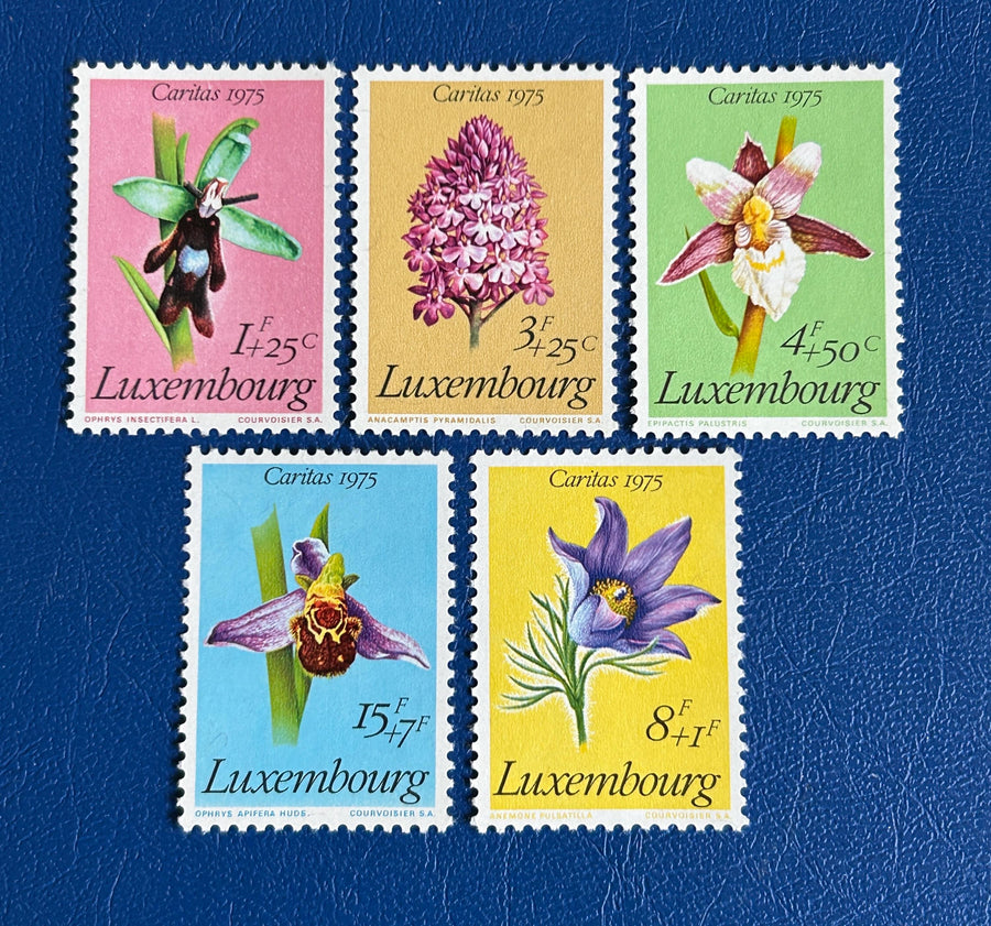 Luxembourg - Original Vintage Postage Stamps- 1975 - Flowers - for the collector, artist, or crafter - scrapbooks, collage, decoupage