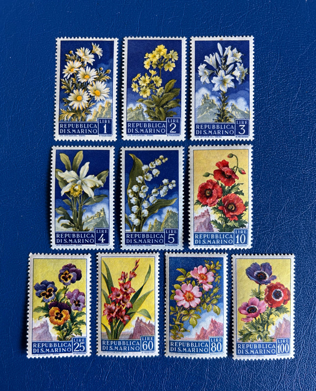 San Marino - Original Vintage Postage Stamps- 1957 - Flowers – On the ...