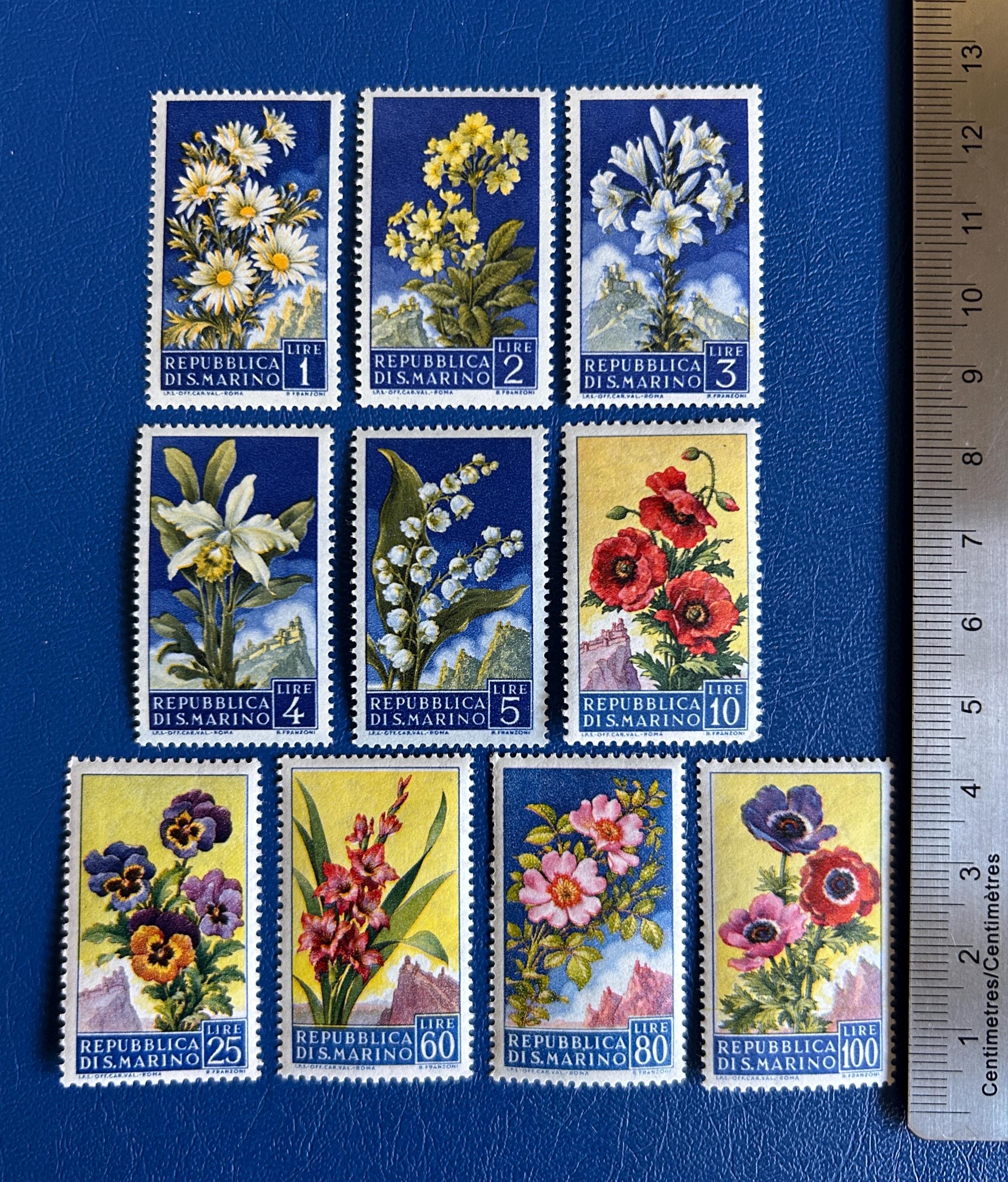 San Marino - Original Vintage Postage Stamps- 1957 - Flowers – On the ...