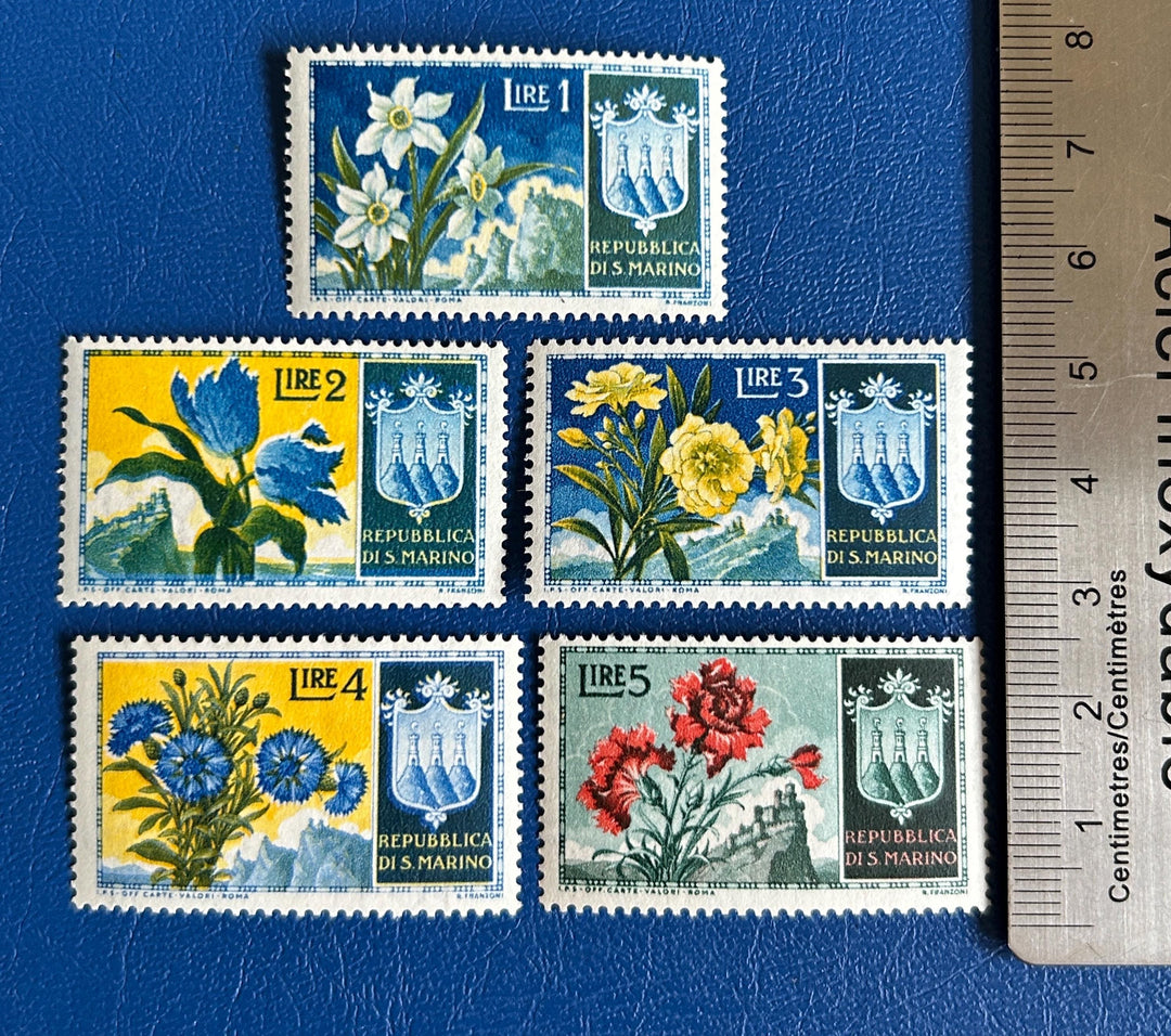 San Marino - Original Vintage Postage Stamps- 1953 - Flowers – On the ...