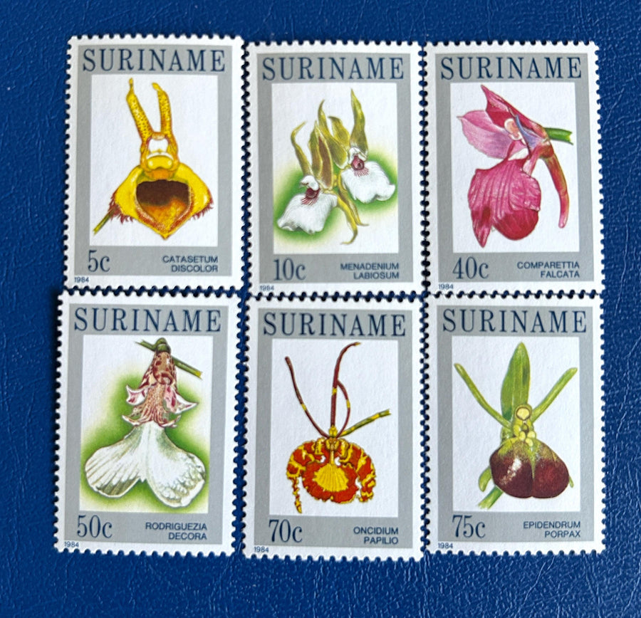 Suriname- Original Vintage Postage Stamps - 1984 - Orchids - for the collector, artist or crafter - scrapbooks, paper crafts