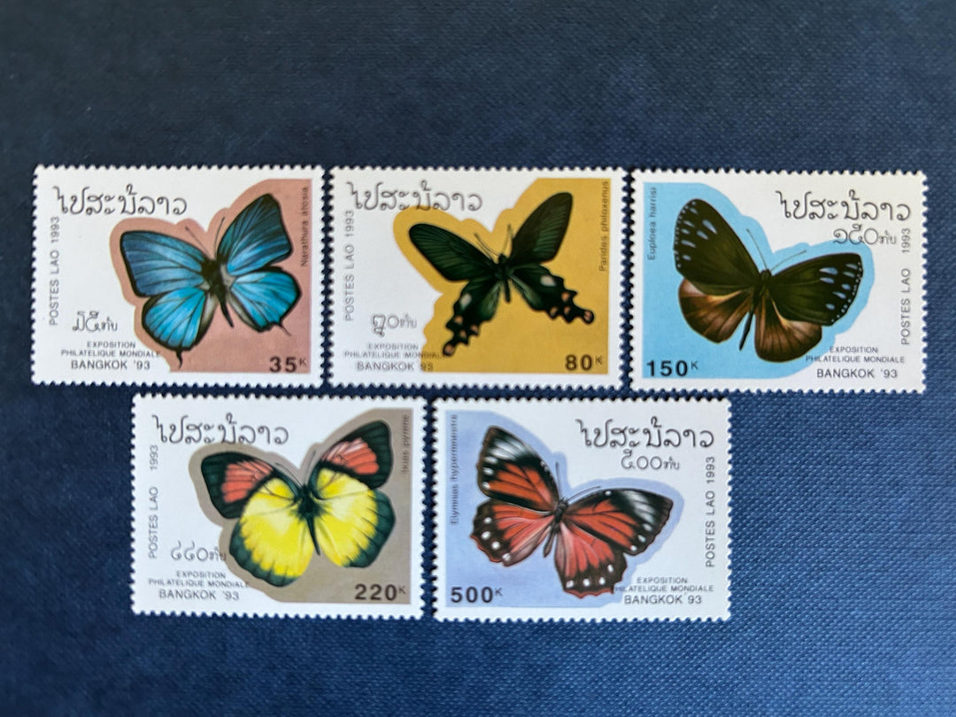 Laos - Original Vintage Postage Stamps- 1993 - Butterflies - for the collector, artist or crafter- scrapbooks, collage, decoupage