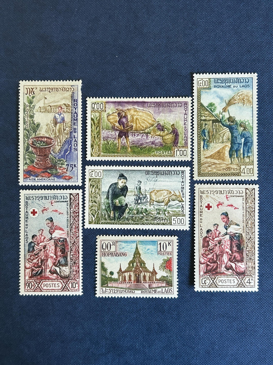 Laos - Original Vintage Postage Stamps- 1963-65- Mixed Lot - for the collector, artist or crafter (hinged)