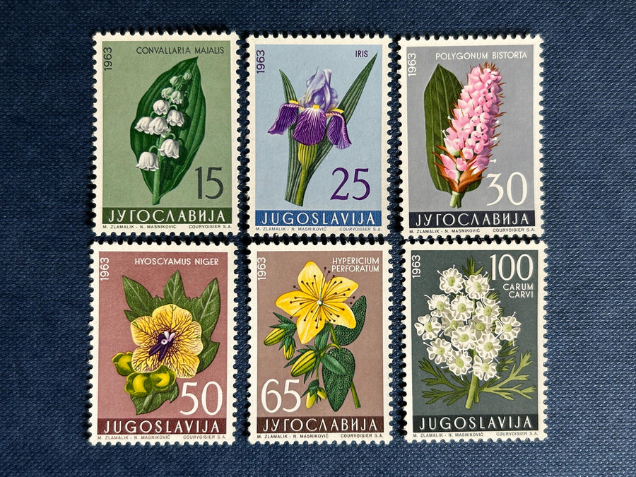Yugoslavia - Original Vintage Postage Stamps - 1963 - Flowers - for the collector, artist or crafter