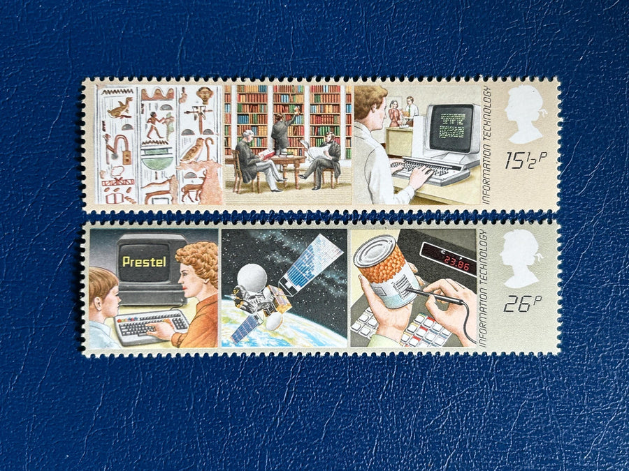 United Kingdom - Original Vintage Postage Stamps -1982 - Information Technology - for the collector, artist or crafter - scrapbook, collage