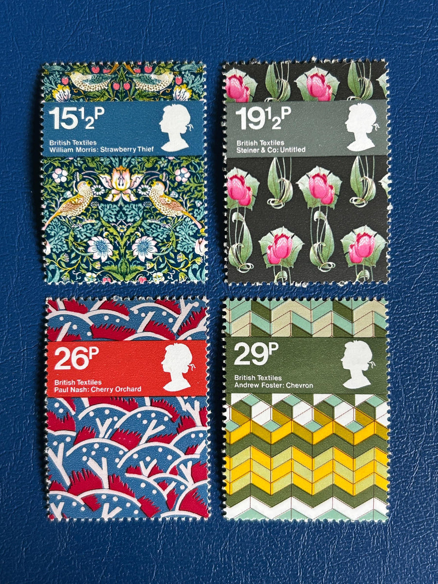 United Kingdom - Original Vintage Postage Stamps -1982 - Textiles - for the collector, artist or crafter - scrapbook, collage, decoupage