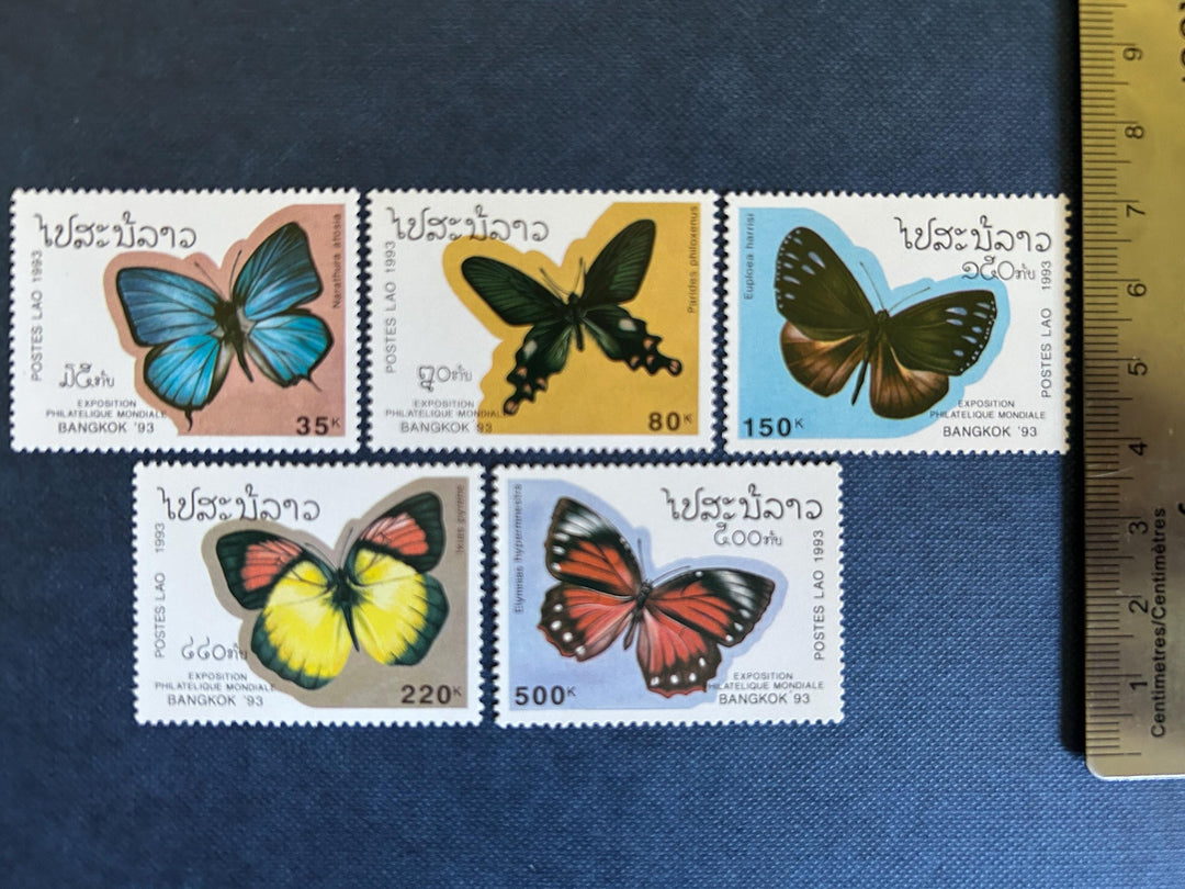 Laos - Original Vintage Postage Stamps- 1993 - Butterflies - for the collector, artist or crafter- scrapbooks, collage, decoupage