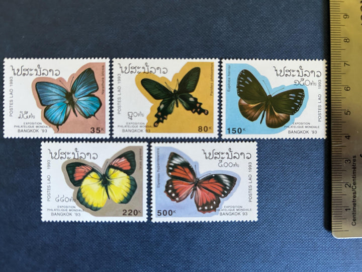 Laos - Original Vintage Postage Stamps- 1993 - Butterflies - for the collector, artist or crafter- scrapbooks, collage, decoupage