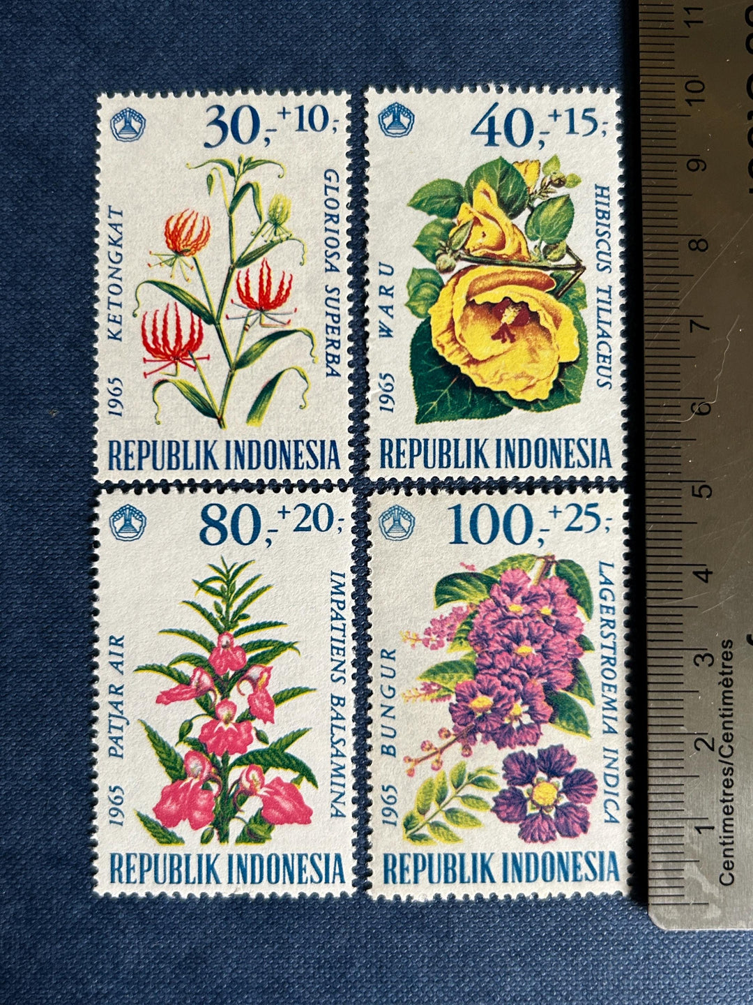 Indonesia - Original Vintage Postage Stamps- 1963 - Flowers - for the collector, artist or collector - scrapbooks, journals