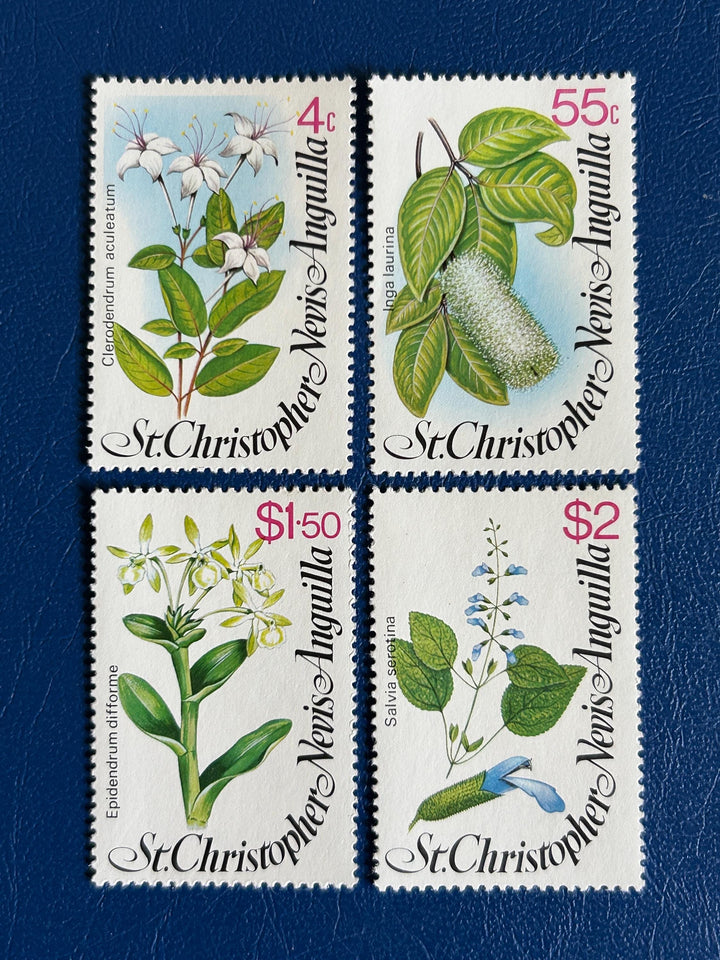 St. Christopher, Nevis & Anguilla - Original Vintage Postage Stamps - 1980 - Flowers - for the collector, artist or crafter