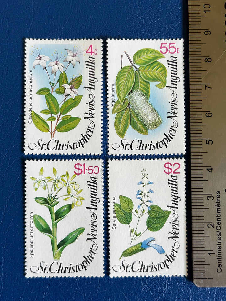 St. Christopher, Nevis & Anguilla - Original Vintage Postage Stamps - 1980 - Flowers - for the collector, artist or crafter