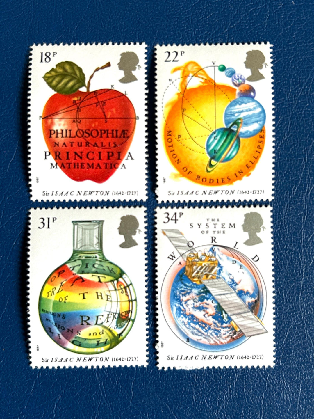 United Kingdom - Original Vintage Postage Stamps - 1987 - Sir Isaac Newton - for the collector, artist or crafter - scrapbook, collage