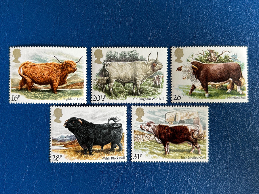 United Kingdom - Original Vintage Postage Stamps -1984 -British Cattle - for the collector, artist or crafter- scrapbook, collage, decoupage