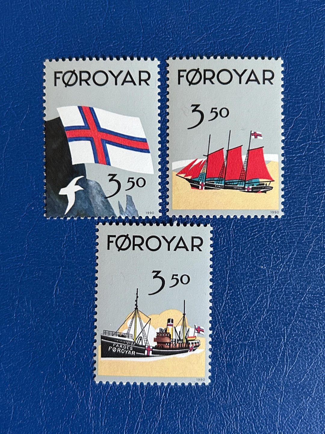 Faroe Islands- Original Vintage Postage Stamps- 1990 - National Flag - for the collector, artist or crafter