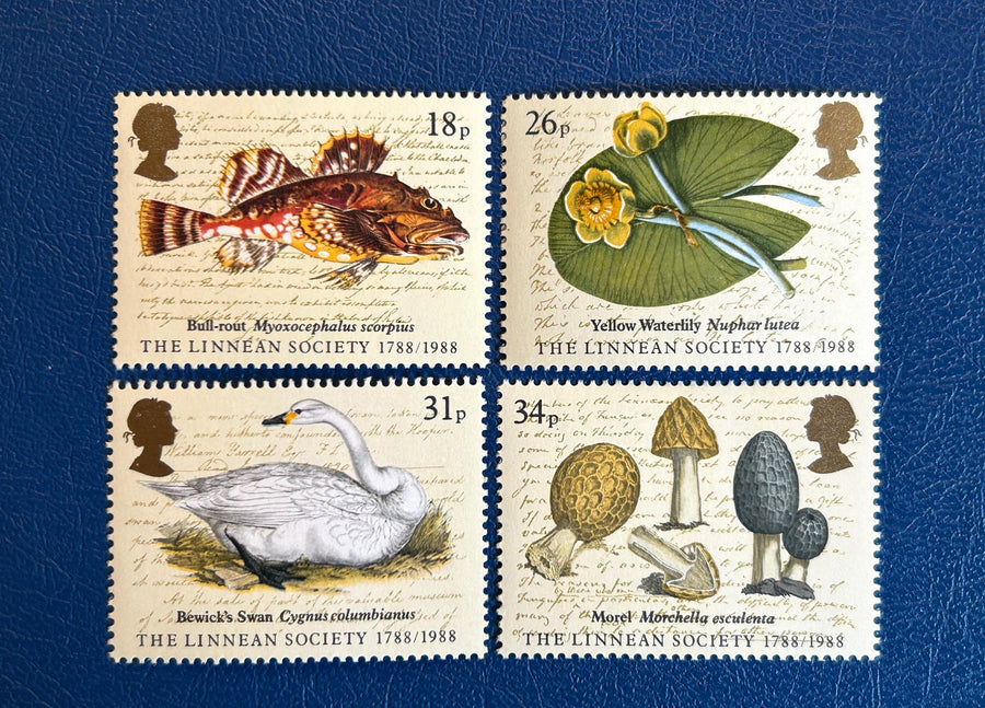 United Kingdom - Original Vintage Postage Stamps - 1988 - The Linnean Society - for the collector, artist or crafter - scrapbook, collage