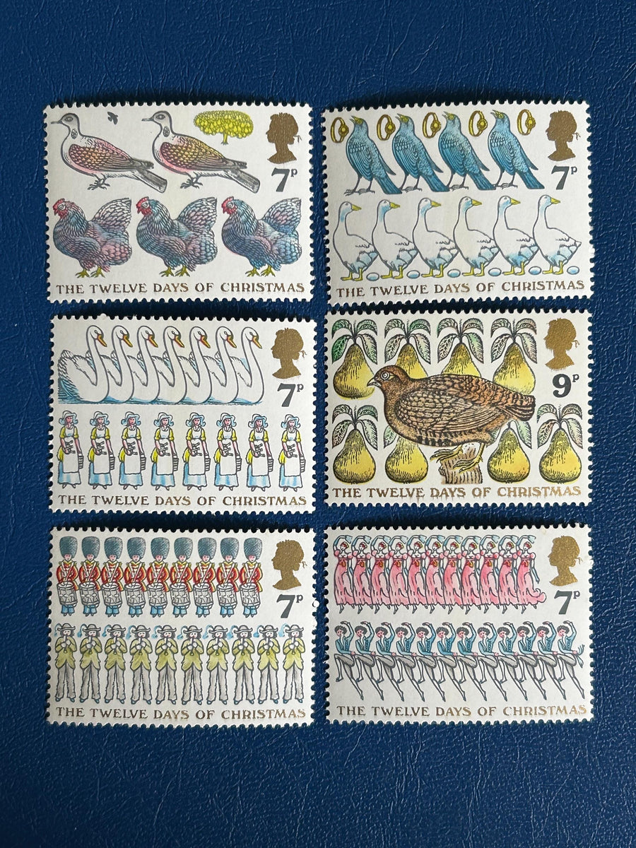 United Kingdom - Original Vintage Postage Stamps -1977 - 12 Days of Christmas - for the collector, artist or crafter - scrapbook, collage
