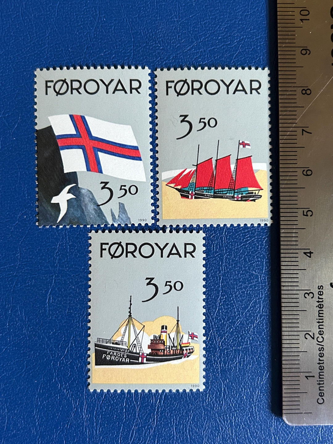 Faroe Islands- Original Vintage Postage Stamps- 1990 - National Flag - for the collector, artist or crafter