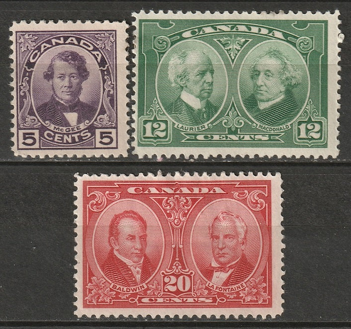 Canada 1927 Sc 146-8 set MH* disturbed gum