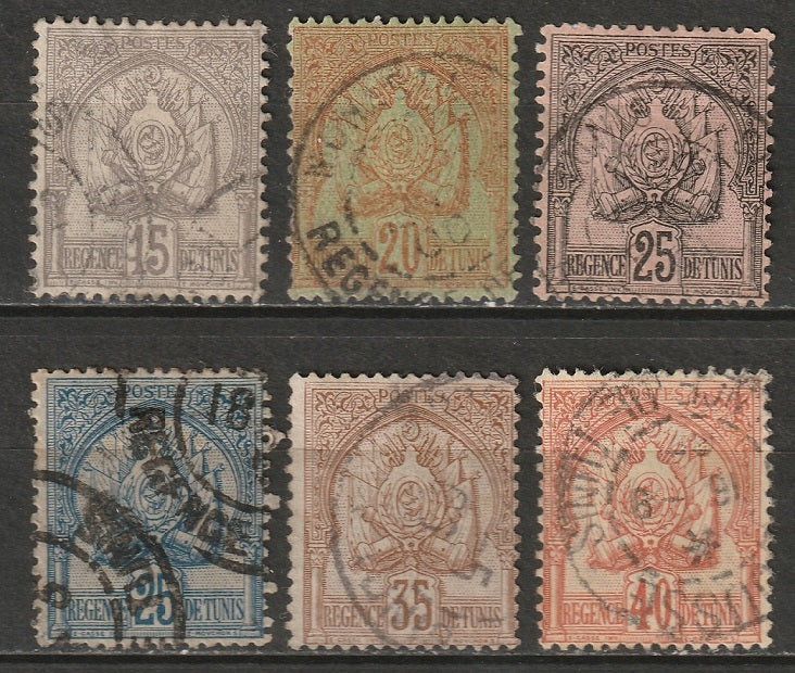 Tunisia 1888-1902 Sc 16-21 partial set used