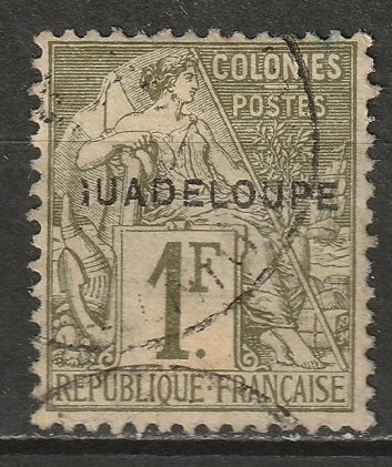 Guadeloupe 1891 Sc 26 truncated "G" MH* some disturbed gum