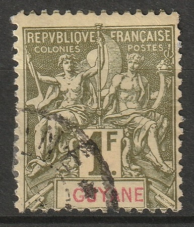 French Guiana 1892 Sc 49 used small thin