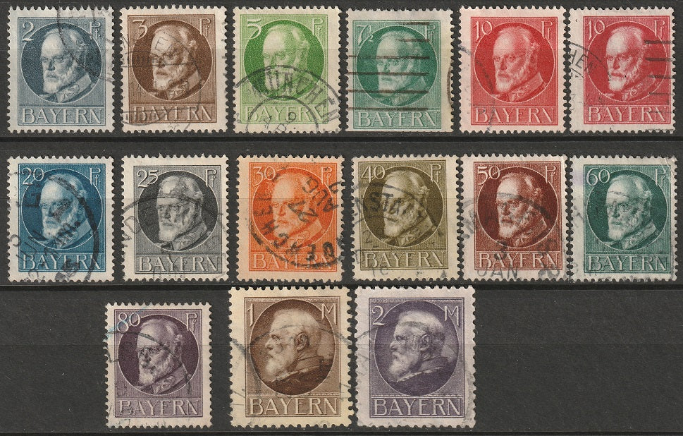 Bavaria 1919 Sc 94//110 15 values from set used